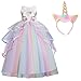 TTYAOVO Chicas Unicornio Fancy Vestido Princesa Flor Desfile de Niños Vestidos sin Mangas Volantes Vestido de Fiesta Talla(120) 4-5 años 719 Blanco
