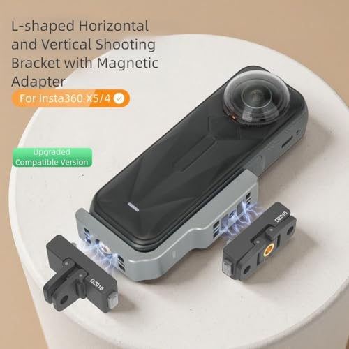 JoyousMall Support d'extension magnétique pour Insta360 X5/4/Ace Pro 2, support en forme de L en aluminium CNC avec adaptateur, commutation rapide horizontale verticale – vue 2
