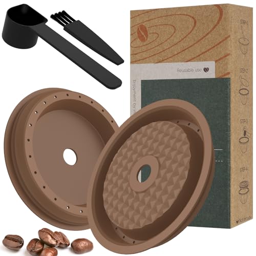 2-Piece Refillable Coffee Capsule Lid - Food-Grade Silicone Coffee Filter with Spoon & Brush (Style 1)