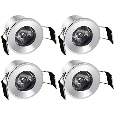 LEDIARY Under Cabinet Led Lights Mini Downlight, 1 inch Led Lights Round with Led Driver, Sliver, 220v, 1.5w, Natural White 4000K, 4 Packs Cover