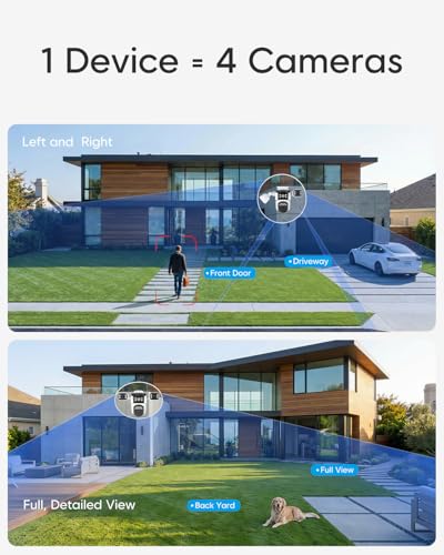 VSTARCAM 4-Lens Security Cameras Wireless Outdoor, 2K Security Camera Outdoor for Home Security, 360° View PTZ, 10X Hybrid Zoom, AI Tracking, Color Night Vision, IP66 Weatherproof, Camara de Seguridad thumbnail 2