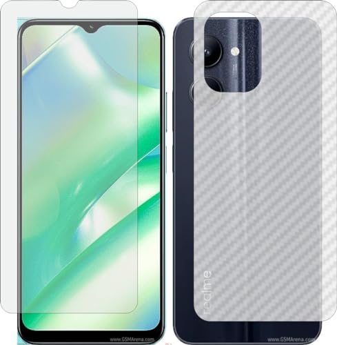 Image of Matte Screen Guard & Carbon Fiber Back Skin Combo, Flexible Fiber Material Not Glass, Front & Back Impossible Screen Guards for REALME RMX3627