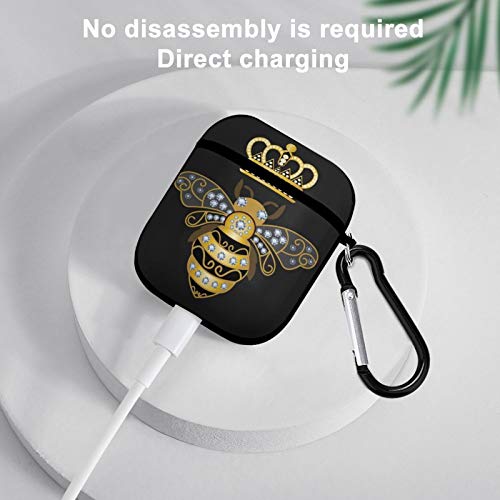 Queen Bee With Crown Airpods Case Cover For Apple Airpods 2&1 Cute Airpod Case For Boys Girls Silicone Protective Skin Airpods Accessories With Keychain #TOP4