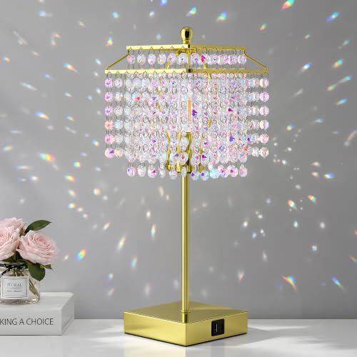 Image of Luvkczc Multicolor Crystal Touch Table Lamp, Bedside Lamps Nightstand Lamps