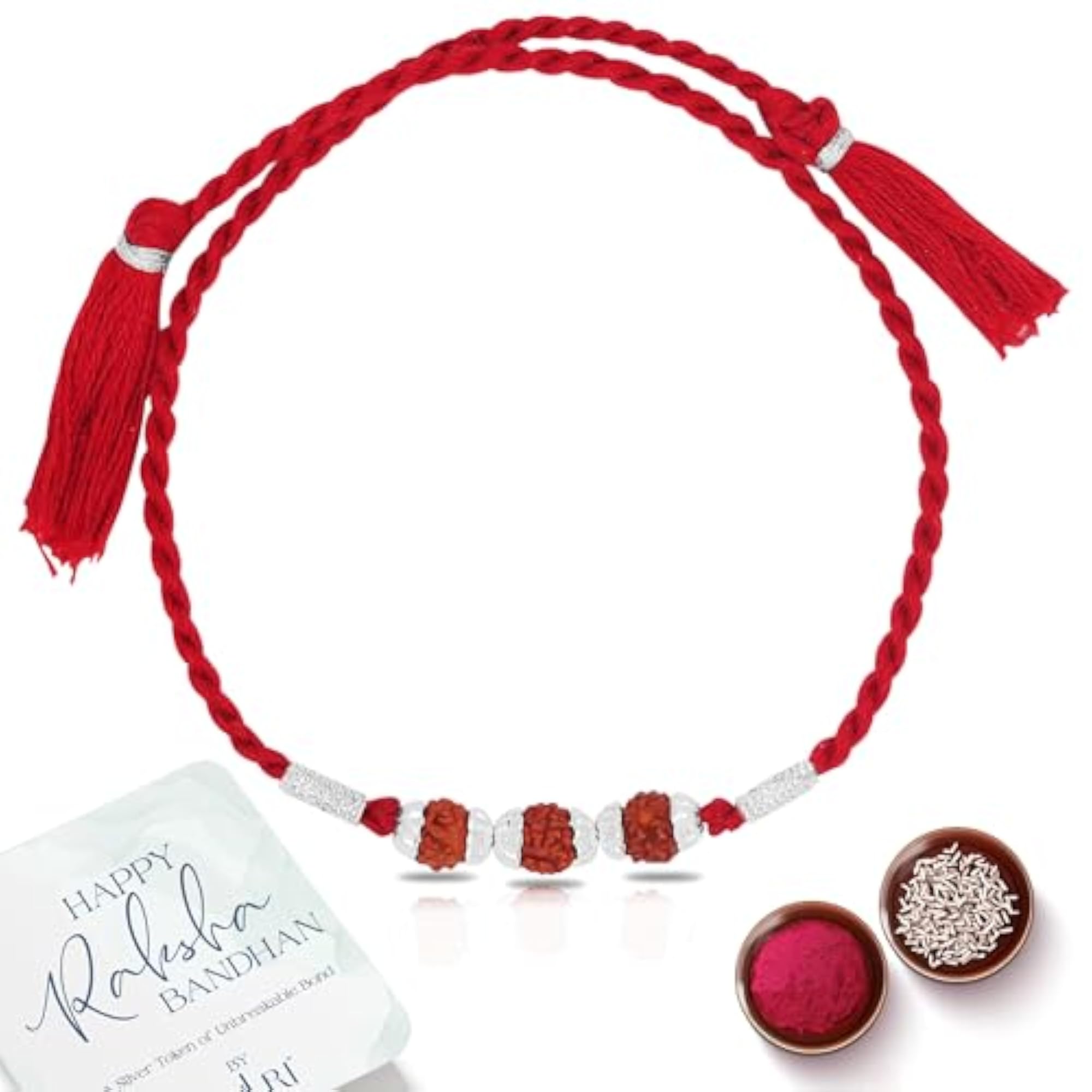 925 Sterling Silver Divine Rudraksha Rakhi for Brother