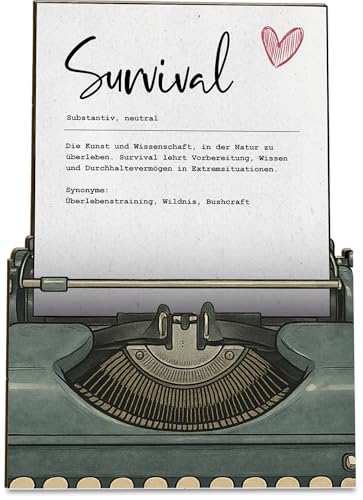 Survival Geschenke für Männer Karte Definition Survival Holzkarte - Geburtstagskarte mit Umschlag - stilvolle Survival-Grußkarte, besonderer Gruß, der Freude bereitet, Grußkarte für Familie und