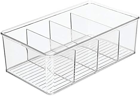 mDesign Set of 2 Makeup Organiser  Makeup Storage with 4 Divided Compartments  Plastic Cosmetic Organiser for Bathroom and More  Clear