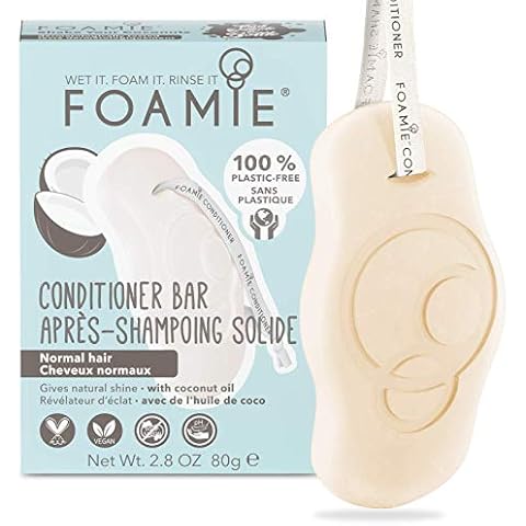 FOAMIE Conditioner Bar, Coconut for Normal Hair, Plastic-Free, pH-Balanced, Soap-Free, No Sulphates or Parabens. Made in the UK Cover