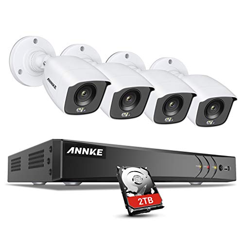 Top Rated ANNKE FC800 4K Ultra HD Security DVR Camera System with 24/7 Full Color Night Vision for Home Business, 2TB HDD, IP67 Waterproof, Outdoor Indoor CCTV Camera with Supplement Light(0.02 Lux)