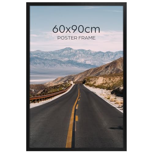Giftgarden Schwarz Bilderrahmen 60x90 cm - Aluminium Rahmen für Fotos Puzzles und Poster - Großer Fotorahmen für Wohnzimmer Schlafzimmer Arbeitszimmer