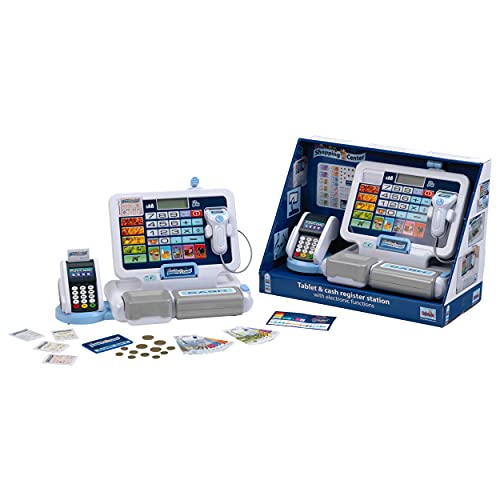 Theo Klein 9324 Tablet-Kassenstation I Spielkasse mit Sound und abnehmbarem Tablet, POS-Terminal, Sanner und Spielgeld I… – Bild 8