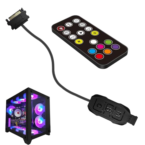 5V 3Pin ARGB Controller, RGB Controller, ARGB Hub Built in Light SATA Power Supply Mode with Remote Control RGB Strip Lighting Board Cable Controller with Led Male Connector Splitter ﻿
