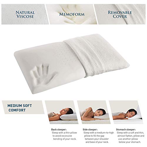 Magniflex Pillow - Classico Standard - Soft Pillow with Memoform Memory Foam - Designed for All Sleeping Positions - 100% Made in Italy……