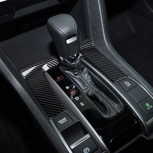 Image of Car Gear Shift Panel Decals for 2016 2017 2018 2019 2020 2021 Honda Civic Accessories 10th Gen ABS Carbon Fiber Interior Stickers