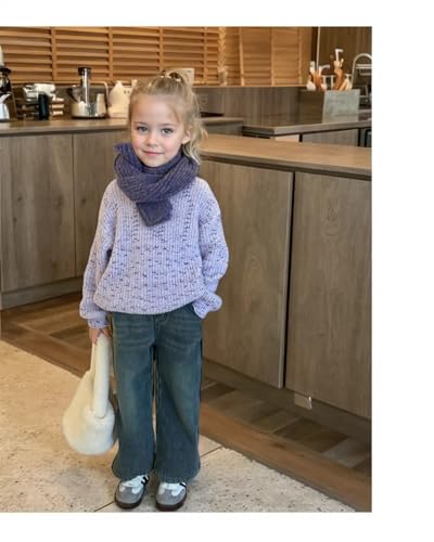 Girls Knit Sweater Long Sleeve Crewneck Solid Pullover Knit Tops3