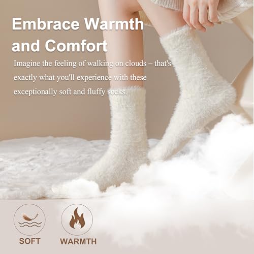 Image of BROPAPAP Fuzzy Socks for Women Men Fluffy Thick Warm Winter Soft Cozy Plush Sleep Home Fleece Cabin Soft House Socks Gifts