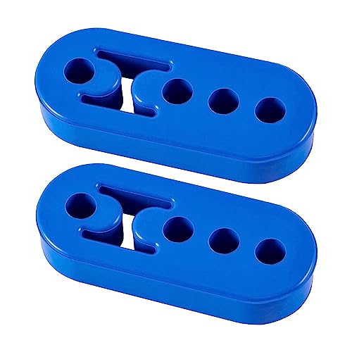 Kewucn 2PCS Rubber Car Exhaust Hanger, 4 Hole Diameter 0.43 Inch Muffler Bracket Mount, High Density Rubber Isolator Insulator, Universal Muffler Hanger Accessories for Most Vehicles (Blue)