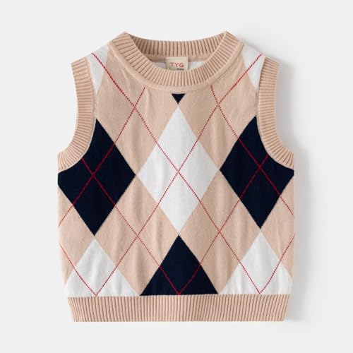 Girls Boys Argyle Sweater Vest Knit Cute Preppy Style Crew Neck Waistcoat Pullover Sleeveless Sweaters for 1-8 Years2