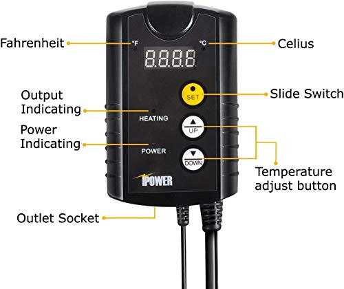 iPower GLHTMTCTRLHTMTLV1 48" x 20" Warm Hydroponic Seedling Heat Mat with Digital Thermostat Control Combo Set for Plant Germination, Black