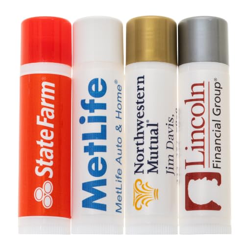 Bulk Custom Lip Balm 100 Pack - Personalized Realtor Branding & Logo | Real Estate Pop-By Gifts, Open House Giveaways, Closing Day Gift Bag Fillers - Made with Vitamin E & Aloe
