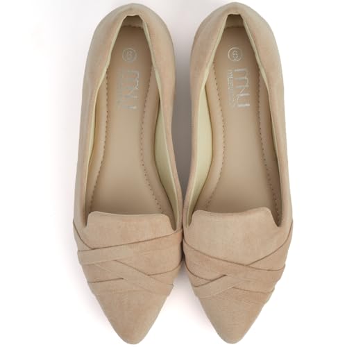 MUSSHOE Flats Shoes Women Dressy Pointed Toe Slip on Microfiber Comfortable Women's Flats Ballet Flats for Women2