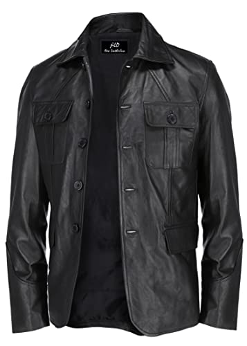 Image of Jild Lambskin Leather Jacket Men Casual Coat - Notched Collar Classic Bond's Style Ultimate Leather Blazer for Men