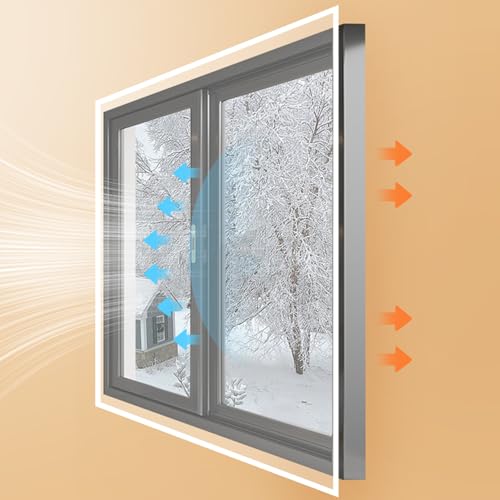 Film Isolant Fenêtre,Film de survitrage thermo Cover transparent D'hiver Anti Froid Coupe-vent Imperméable pour Fenêtre Maison Bureau Magasin (W 100 x H 105cm(39.3x41.3in))