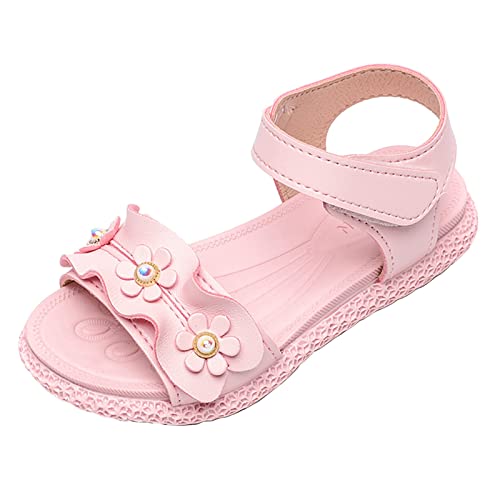 Girls Sandals Shoes Pearl Soles Soft Princess Girls Casual Lace Non-Slip Baby Sandals Baby Shoes (Pink, 12 Little Kid)