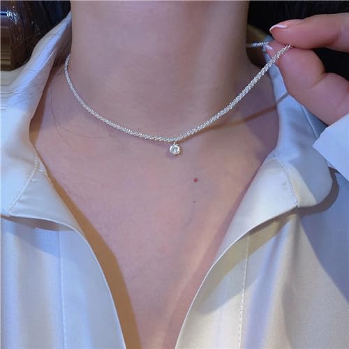 Fesciory Silver Rhinestone Tennis Necklaces for Women, Dainty Adjustable Layered Twist Rope Cubic Zircon Diamond Butterfly Necklace, Iced Out Heart Jewelry Gifts (Twist Rope(Diamond) 1)3