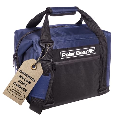 Polar Bear Coolers 12 Pack Original Nylon Soft Cooler Bag Insulated Leak Proof Beach Cooler Bag, Small Coolers for Travel | Heavy Duty Bag Cooler, Portable Cooler Bag | Sweat Proof