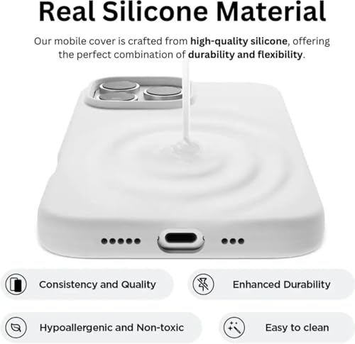 Image of Premium Liquid Silicone Case for iPhone 16 Pro - Slim Full Body Protective Back Cover with Soft Microfiber Lining, Anti-Slip Grip Scratch Resistant Phone Case (White)