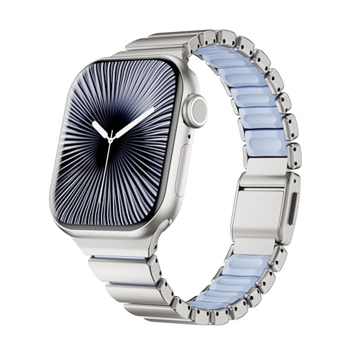 Bracelet Apple Watch femme en silicone et acier pour rester élégante du bureau au sport