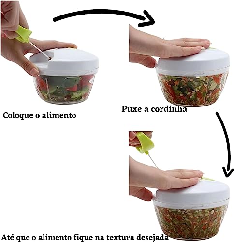 Kit de 02 Mini Processador Triturador Mixer de Alimento Manual 3 Laminas (cores sortidas)