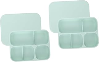 TOYANDONA Placa De Compartimento Com Tampa 2 Peças Kit Para Bebês Tigelas De Sucção Para Bebês Placas De Bebê Com Sucção Compartimento Para Bebê Placa Dividida Pratos De Comida De
