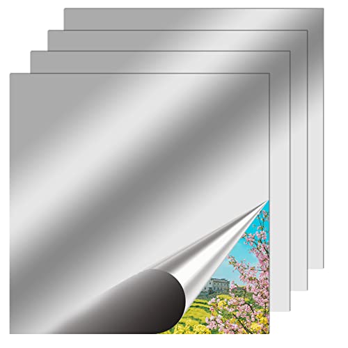 4 Pcs Rounded Corner Wall Mirror Stickers, Mirrors For Wall Bedroom Decor, Full Length Mirror Stickers As Bathroom Mirror, Mirror Tiles Self Adhesive Frameless Full-Length Mirror (26 Cm/10 In) #TOP1