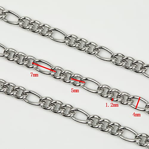 Youbeiyee 16.4 Feet Stainless Steel Figaro Chains 4.5Mm Width Twisted Jewelry Making Chains In Bulk Necklace Curb Chain Roll With Lobster Clasps And Jump Rings For Jewelry Making #TOP4