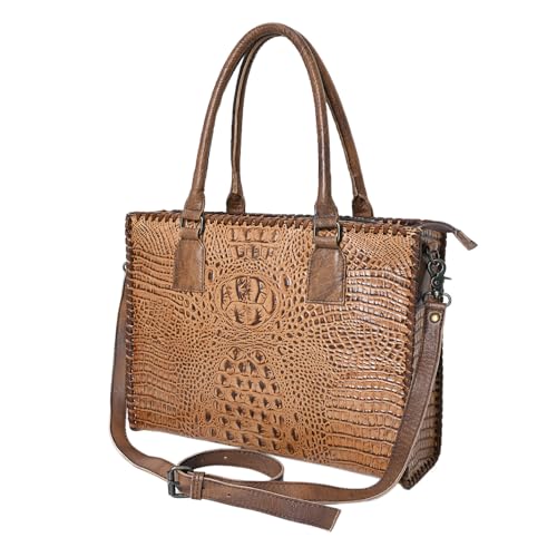 American Darling Briefcase Crocodile Embossed Genuine Leather Western Women Bag Handbag | for Cute Laptop