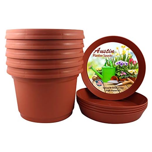 Case of 5 Austin Planter & Saucer 12 inch Terra Cotta, Plastic Flower Pot, seedlings Planter, Nursery Planter, Colorful Flower Planter, Seed Starting Pot with Saucers