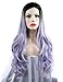 SEIKEA 30'' Long Wavy Wig Cosplay Costume Part Side for Women Black Root Natural Hair Night Party Makeup - Light Purple White Ombre
