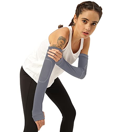 Image of Freecultr Women Breathable Bamboo Cotton Antibacterial Arm Sleeves with Built-in Gloves | Soft, Sweat-Wicking & Skin-Friendly