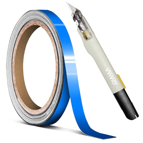 VViViD Gloss Smurf Blue Pinstripe Tape (1/4" x 30ft) and Premium Retractable Utlity Knife Bundle - M0 image 5