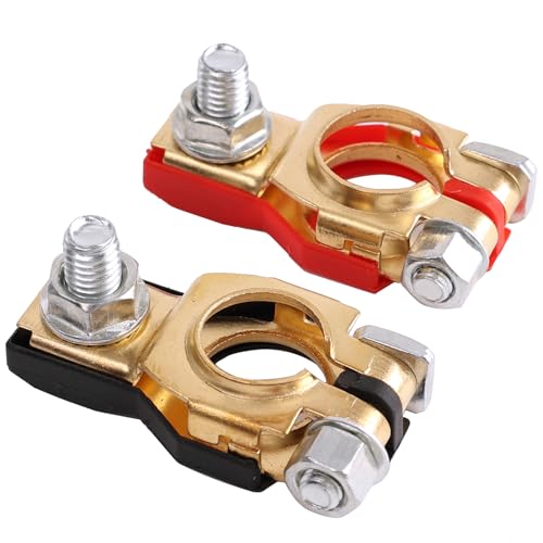 Battery Terminal Connectors Clamps, Automotive Replacement Top Post Battery Terminals & Ends Wire Cable Clips Positive and Negative 1 Pair with 2 Washers For SUV Van Motorcycle