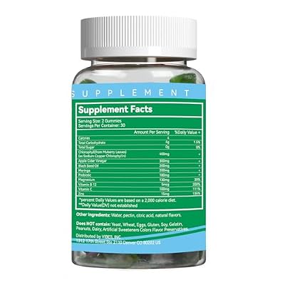 Sugar Free Chlorophyll Gummies, Vitamin B12 Zinc - Natural Deodorant*, Supports Healthy Skin & Body Detox*, Immune & Digestion Support, Chewable Chlorophyll Supplement for Women - 60 Count