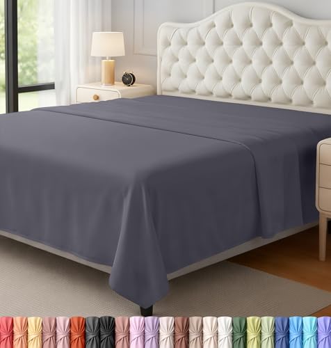 Utopia Bedding Flat Sheet - Soft Brushed Microfiber Fabric - Shrinkage & Fade Resistant Top Sheet - Easy Care - 1 Flat Sheet Only (King Grey)