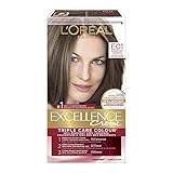 L'Oréal Paris Excellence Crème Hair Dye,Natural Light Ash Brown E01, Hair Color for Women, 100% Grey Coverage, Long Lasting Rich Colour, Hair Dye Kit, 1EA