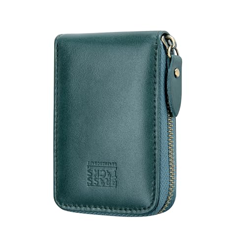 Image of Vintage Full Top Grain Leather Wallet RFID Blocking Multi Card Case with Zipper Pocket Card Holder for Men Women Gift Box