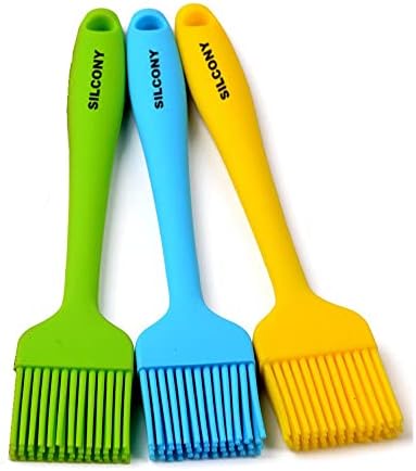 SILCONY 8.4" Silicone Basting Pastry Brush - Perfect for Oil Butter Spread, Marinades, Baste, BBQ, Grill, Cooking - BPA Free, Food Grade Material, Dishwasher Safe (3, 8.4 Inches)