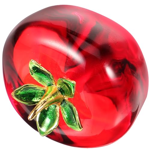 JOINPAYA Figura de Fruta de Cristal para Decoración de Escritorio y Sala, Adorno Minimalista de Fresas y Caquis Grandes Hoja Metálica Roja, Decoración del Hogar Elegante y Moderna, Estatua