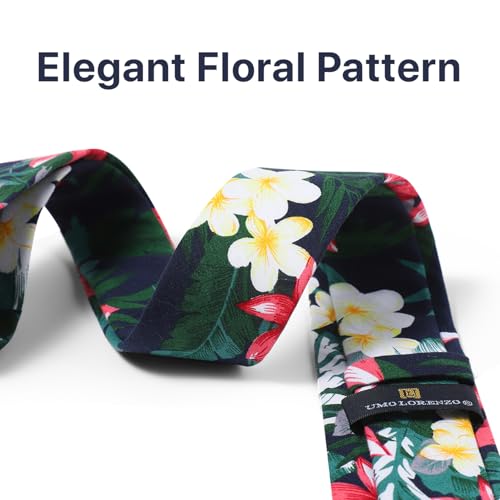 Image of Parquet Mens Floral Tie | Cotton Printed Skinny Necktie for Wedding | Spring & Summer