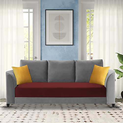 Image of Francis 3 Seater Sofa Set for Living Room (Maroon Grey Fabric)